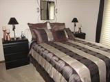 Black contemporary bedroom set, Queen bed and headboard and nightstand
