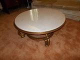LARGE Round Coffee Table - White Marble Top - 40" across - VERY NICE!