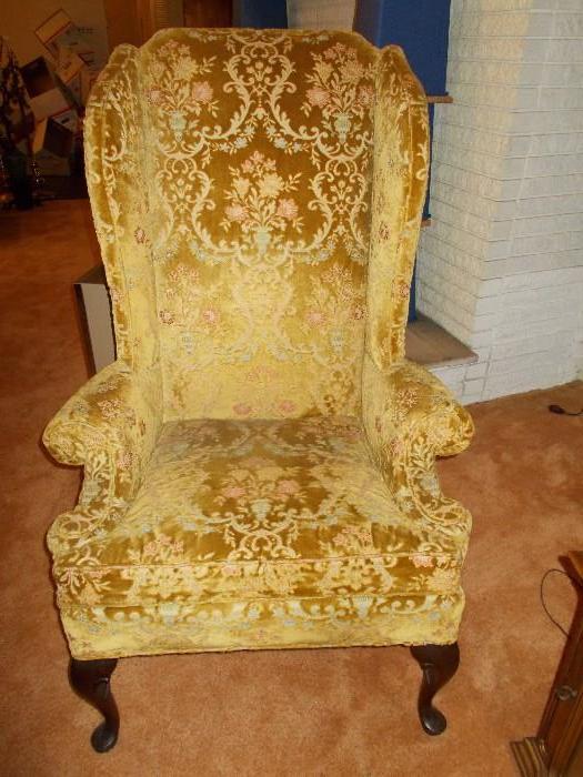 Formal Wing Back Chair - Queen Anne Style - 1950's/1960's