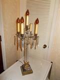 Electrical Lamp Metal Base - Crystal Stem & Prisms - Bulbs will be changed out - missing one of the ones shown