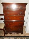 Mahogany Veneer Chest on Chest - 5 Drawers - 1950's