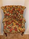 Floral and Birds Low Wing Back Chair - 1950's/1960's