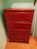 Painted (RED) Chest - 4 Drawers