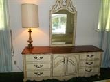 Formal Dresser w/Mirror - 9 Drawers - 1950's/1960's