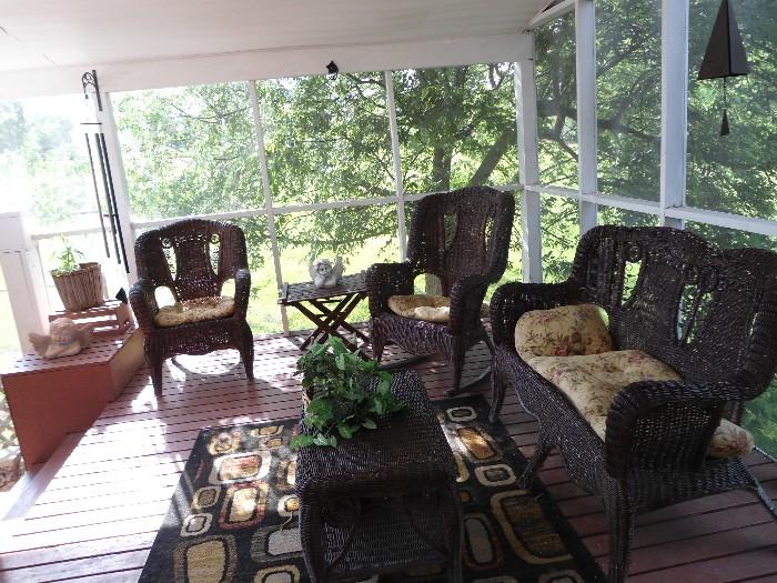 HUGE outdoor screen porches with wicker, tables,area rug, screen porch items...  Pool furniture, etc.... Wow....Never know what you will find at this one....