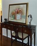 Great Entry Hall table, extra chairs,  Horse Prints, etc.