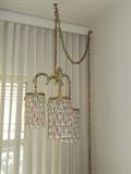Vintage bling! Hanging lamp dripping with aurora borealis prisms.