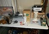 1963 Iona Dairy Bar Drink Mixer new-in-box (center) and other small appliances.