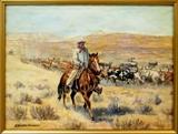 Edward Borein (1872 - 1945) Cowboy & Steer