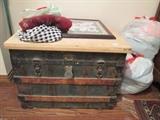 OLD trunk with new top.......great storage and style . . . .  only $65.  *CERTIFIED BARGAIN 