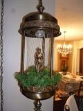 HANGING VINTAGE LIGHTED WATERFALL OIL LAMP