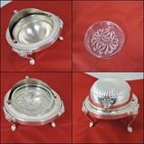 Silverplate serving dish-glass insert.