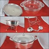 Silverplate serving dish-multiple pieces.