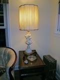 Italian, Porcelain Table Lamp, Teak End Table
