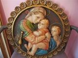 Antique, Large, Plaster, Madonna and Child
