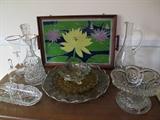 Cut Glass and Deco Tray