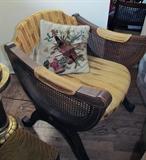 Cane armrest 1960's Medieval Inspired Side Chair 