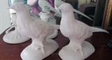 White Ceramic Birds and Candlesticks