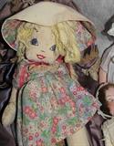 1940's adorable jointed cloth doll