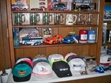 Nascar items, signed hats, matchbox, mini coopers, crash dummies