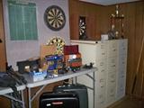 4 drawer file cabinets, cameras, dart boards