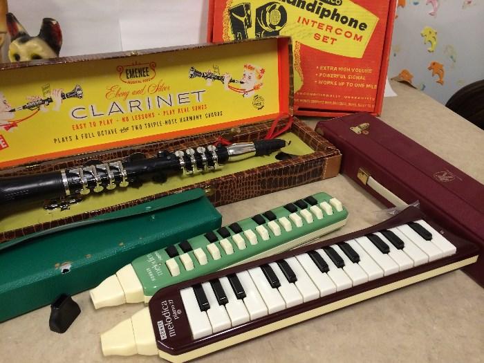 Hohner Melodicas each has BOTH mouthpieces, Toy clarinet, intercom set...