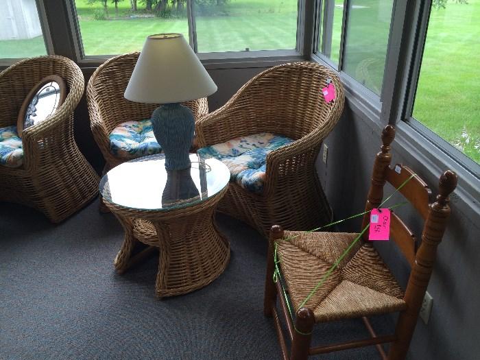 Wicker Furniture--2 sets of pair of chairs + Table