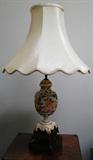 Pair of antique ceramic lamps with brass base - $ 390.00 for both. Additional pictures showing ceramic details available - send e-mail request. SOLD