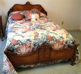 Montovano Italian Provincial double bed - $ 800.00 - sold as part of a full bedroom suite including vanity / stool, 2 antique mirrors, bedroom chair, low dresser, chest on chest dresser and end table for $ 4,000 total.