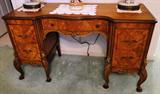 Montovano Italian Provincial vanity - $ 600.00 - measures 52" x 19" deep x 29" tall - sold as part of a full bedroom suite including vanity / stool, 2 antique mirrors, bedroom chair, low dresser, chest on chest dresser and end table for $ 4,000 total.