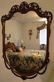 Pair of antique Italian Provincial mirrors - $ 200 each - measure 44" tall x 30 " wide - sold as part of a full bedroom suite including vanity / stool, 2 antique mirrors, bedroom chair, low dresser, chest on chest dresser and end table for $ 4,000 total.