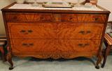 Montovano Italian Provincial low dresser - $ 800.00 - measures 52" wide x 31" deep x 35" tall - sold as part of a full bedroom suite including vanity / stool, 2 antique mirrors, bedroom chair, low dresser, chest on chest dresser and end table for $ 4,000 total.