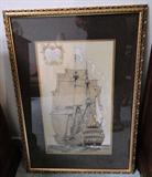 Framed boat picture - $ 50.00