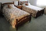 Set of solid wood twin beds (includes head / foot boards, frames, mattress / box spring and bedding) - $ 300.00