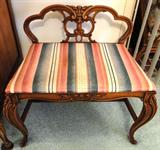 Italian Provincial vanity chair - sold as part of a full bedroom suite including vanity / stool, 2 antique mirrors, bedroom chair, low dresser, chest on chest dresser and end table for $ 4,000 total.