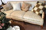 Wood trimmed sofa $ 200.00