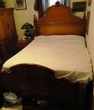 Full bed frame $ 300.00 (curved foot board and gorgeous solid wood headboard - part of matching bedroom set).