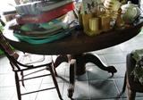 Antique pedestal claw foot dining table / 6 chairs $ 500.00 - 48" diameter