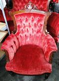 Antique Victorian red velvet chair $ 160.00