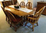 Solid wood dining table / 6 chairs $ 350.00