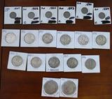 Vintage wheat, liberty walking 1/2 dollars, and Morgans. Prices available at sale ONLY.