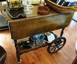 Solid wood drop leaf tea cart $ 80.00