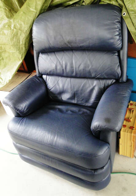 Blue leather recliner $ 160.00
