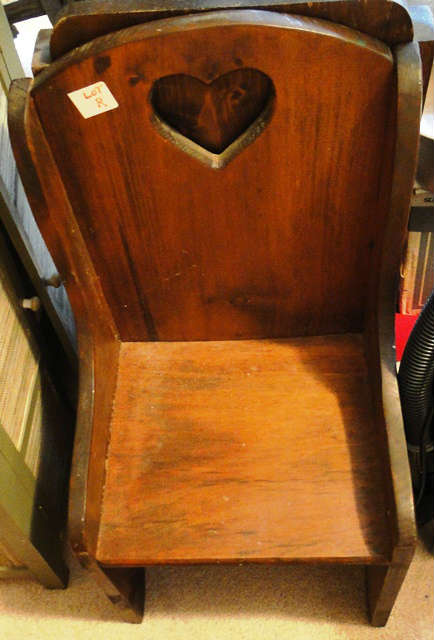 Heart back solid wood child's chair $ 40.00