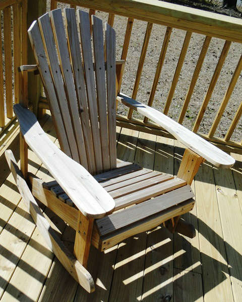 Wood Adirondack chair $ 80.00 (bottom of right arm needs repair)