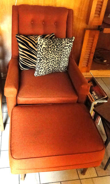 Red Upholstered Chair / Ottoman $ 180.00. Sold