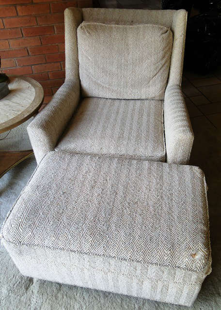 Vintage Upholstered Chair / Ottoman $ 120.00. Sold