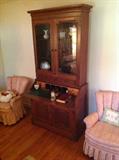 Glass front vintage secretary $ 500.00 - 40" wide x 18" deep x 84.5" tall.