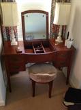 Antique desk / vanity - $ 360 - 44" wide x 19" deep x 30" tall.