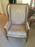 Wood trim wingback chair $ 60.00 (needs re-upholstering)
